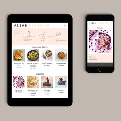 avenew-agence web-food-alive-menu-woocommerce-site-internet-tablette